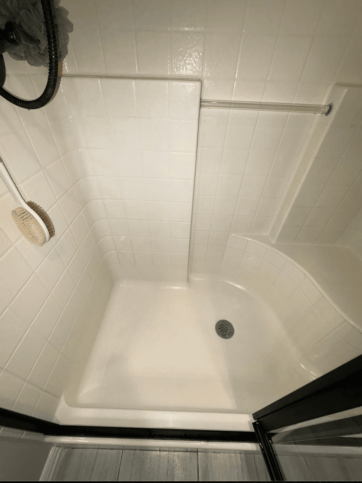 Clean tile shower after construction cleanup